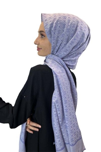 Pierre Cardin Logo Desenli Pamuklu Rahat, Şık Monogram Şal 1030300 AÇIK LİLA