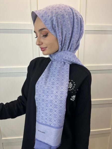 Pierre Cardin Logo Patterned Cotton Comfortable, Stylish Monogram Shawl 1030300 LIGHT LILA