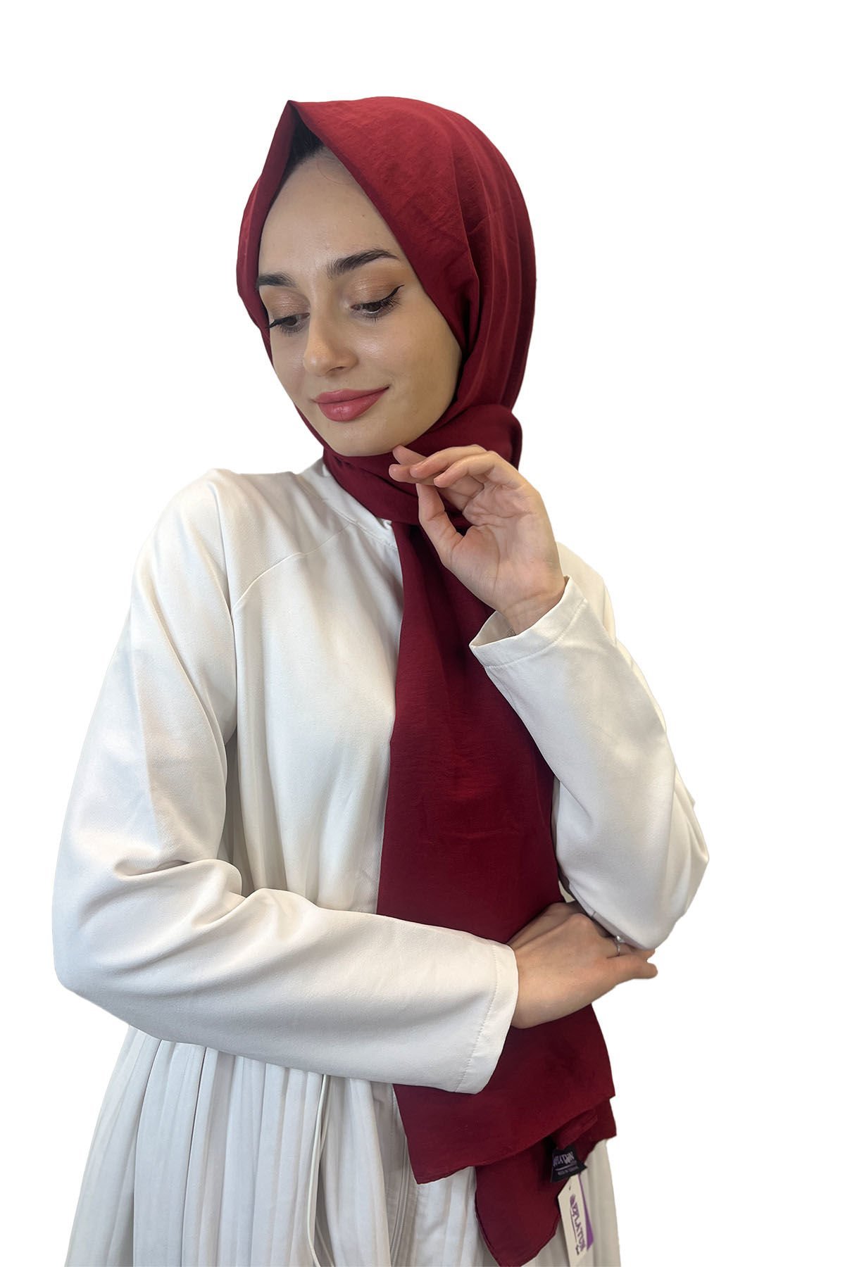 Pamuk Caz Şal, Eflatun Scarf Tek Renk Jazz Şal 1001 BORDO