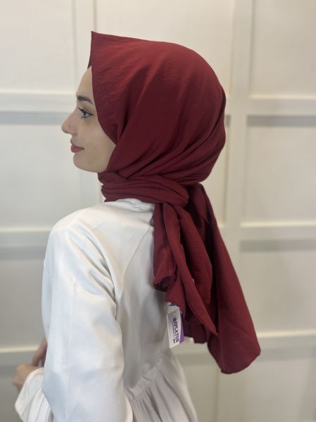 Pamuk Caz Şal, Eflatun Scarf Tek Renk Jazz Şal 1001 BORDO