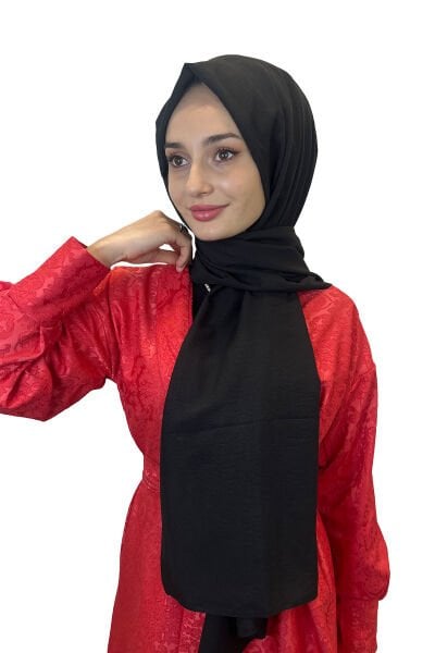 Pamuk Caz Şal, Eflatun Scarf Tek Renk Jazz Şal 1001 SİYAH