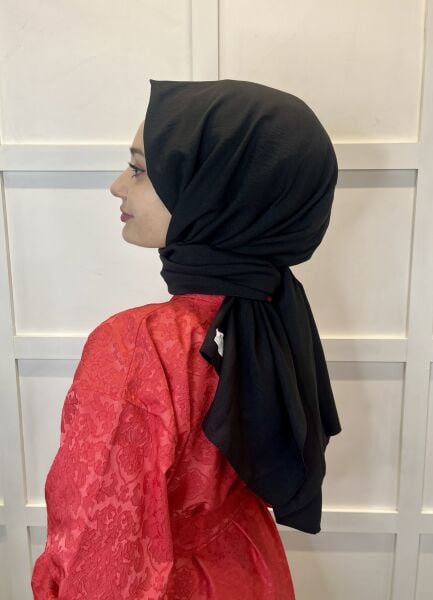 Pamuk Caz Şal, Eflatun Scarf Tek Renk Jazz Şal 1001 SİYAH