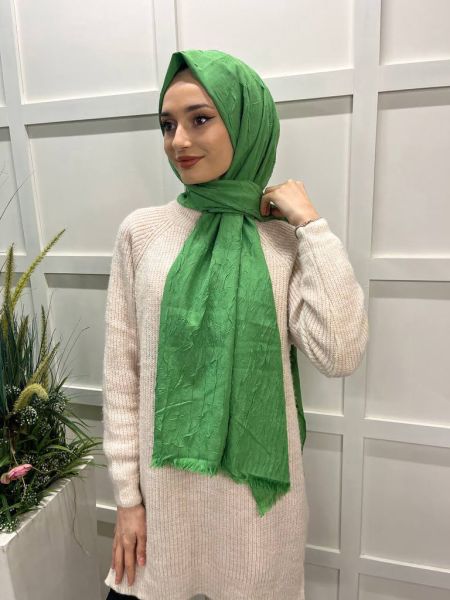 Loryan Scarf Viva Crush Cotton Shawl 00380 PINE
