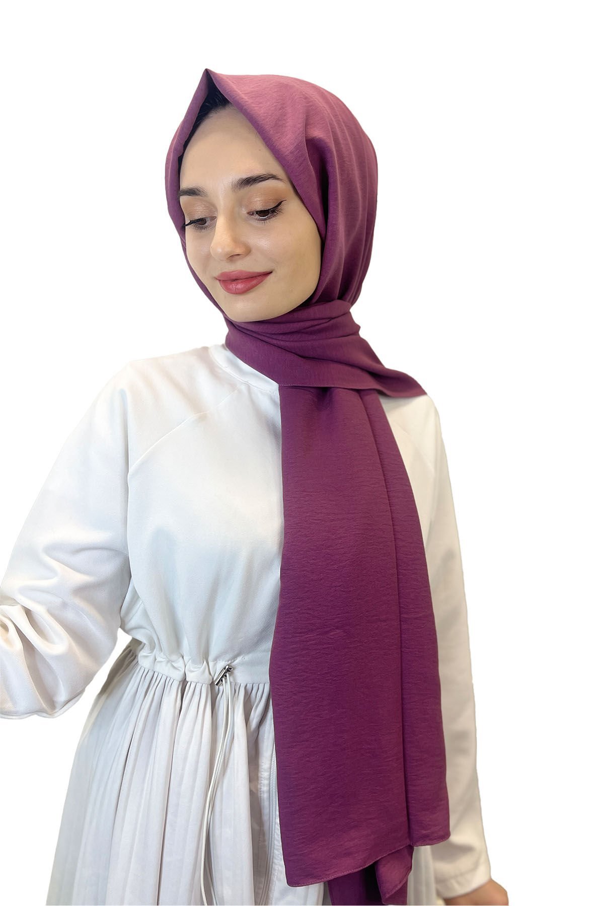 Pamuk Caz Şal, Eflatun Scarf Tek Renk Jazz Şal 1001 MÜRDÜM