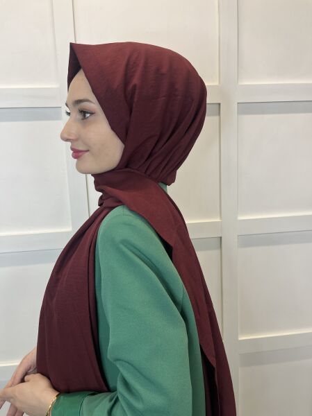 Pamuk Caz Şal, Eflatun Scarf Tek Renk Jazz Şal 1001 KOYU BORDO