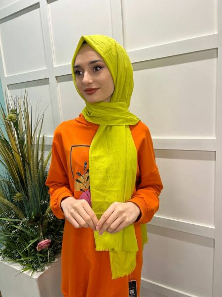 Loryan Scarf Viva Crush Pamuklu Şal 00380 LİMON KÜFÜ