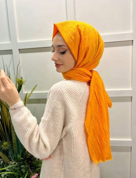 Loryan Scarf Viva Crush Cotton Shawl 00380 SAFRAN