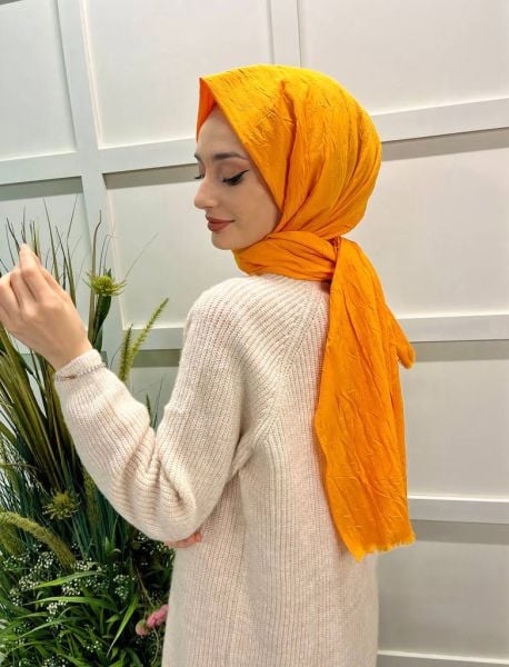 Loryan Scarf Viva Crush Cotton Shawl 00380 SAFRAN