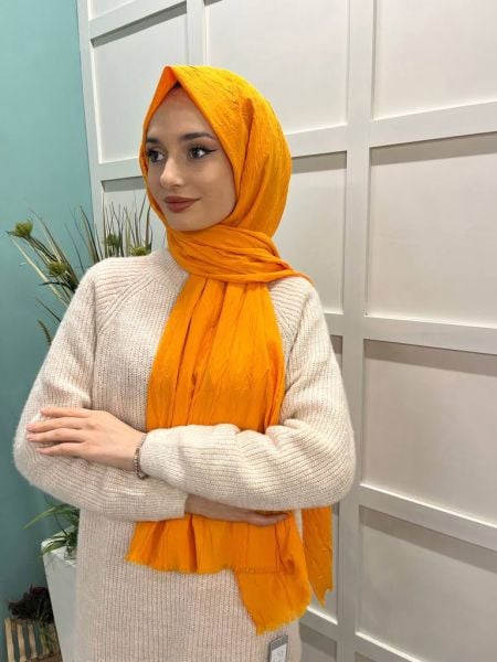 Loryan Scarf Viva Crush Cotton Shawl 00380 SAFRAN