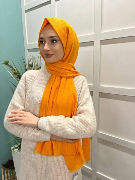Loryan Scarf Viva Crush Cotton Shawl 00380 SAFRAN