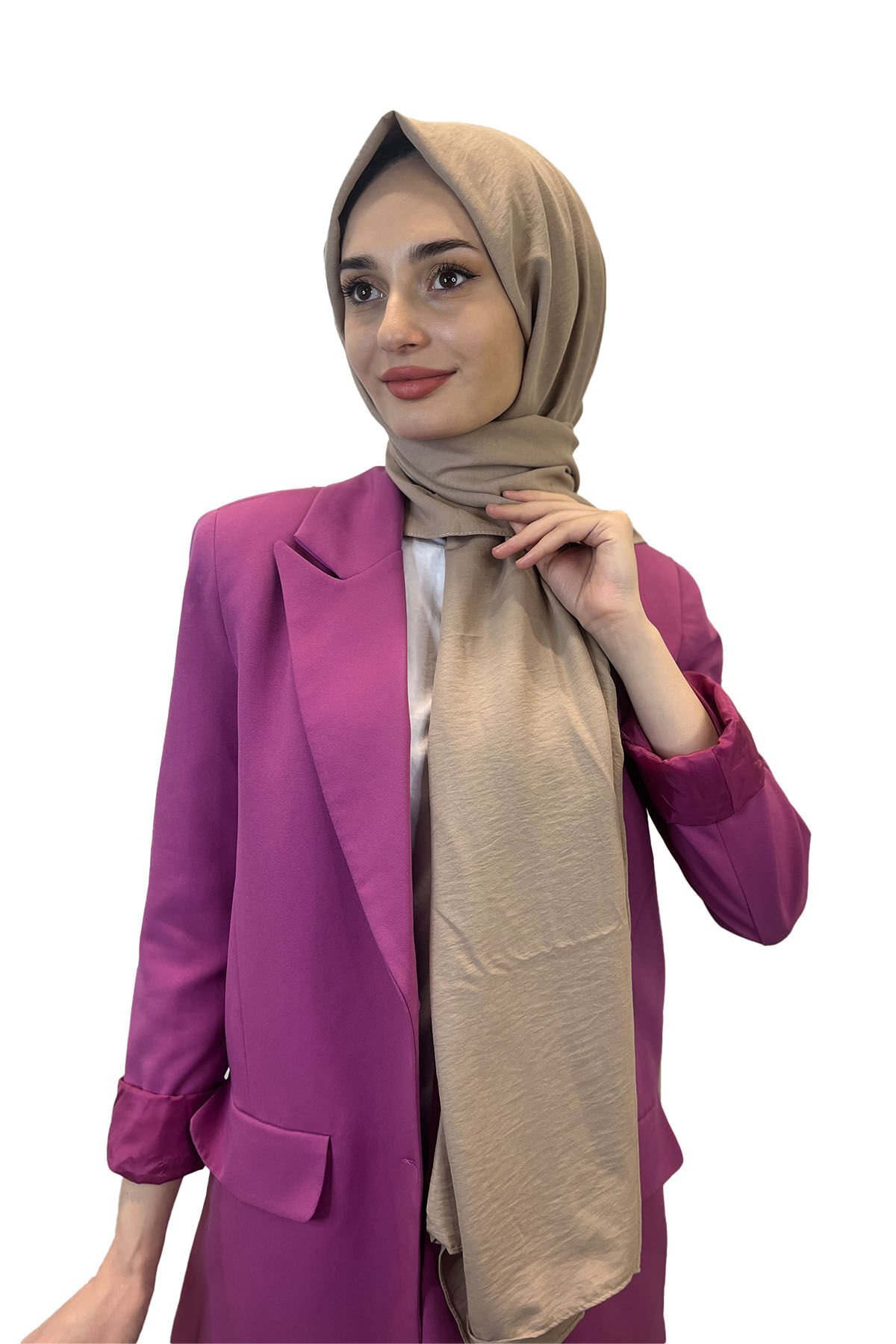 Pamuk Caz Şal, Eflatun Scarf Tek Renk Jazz Şal 1001 HARDAL