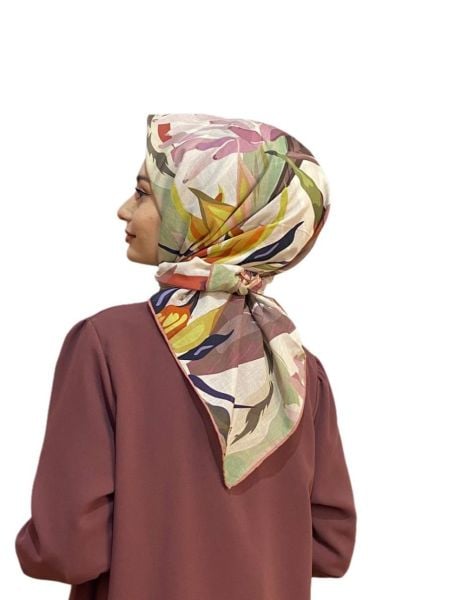 Qoza by İpekevi 100% Cotton Scarf 95x95 MAZY MINK