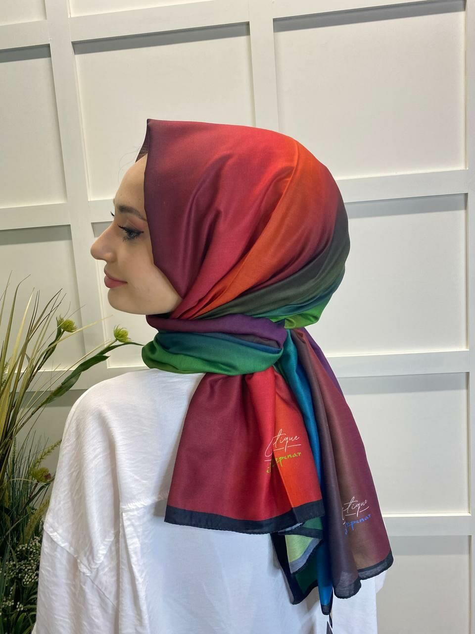 La Boutique İkbal Gürpınar Collection Çok Renkli Şal 06 BORDO YEŞİL