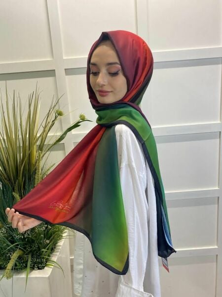 La Boutique İkbal Gürpınar Collection Çok Renkli Şal 06 BORDO YEŞİL