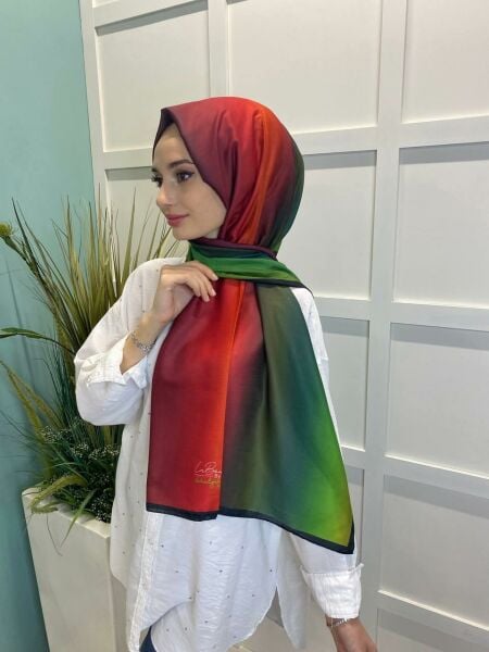 La Boutique İkbal Gürpınar Collection Çok Renkli Şal 06 BORDO YEŞİL