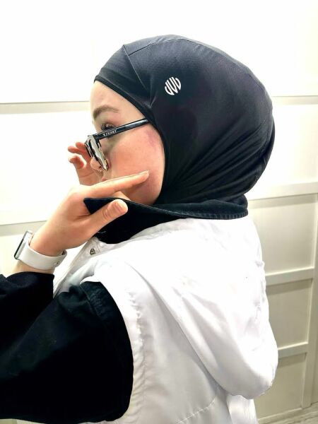 Vesla Hijab Sports Anti-Slip Bonnet, Headscarf 00887 BLACK