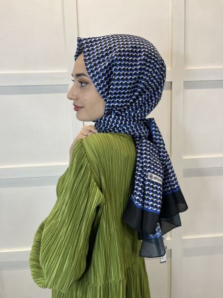 Siyane Scarf Pamuk Soft Şal, Geometrik Desen  01016 SİYAH SAKS