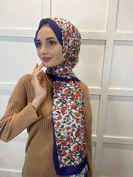 Siyane Scarf Şal Desenli Pamuklu Şal 00895 MOR