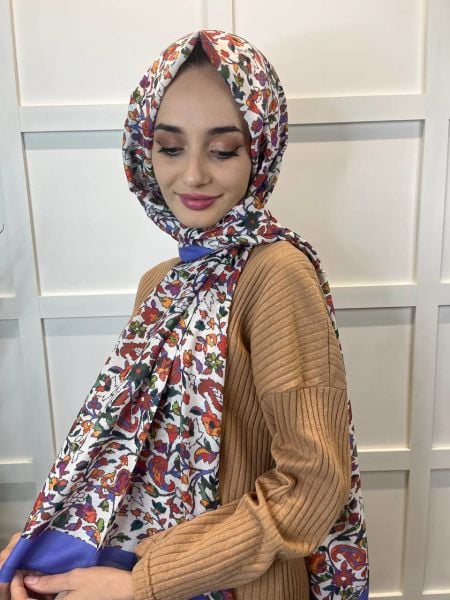 Siyane Scarf Şal Desenli Pamuklu Şal 00895 LİLA