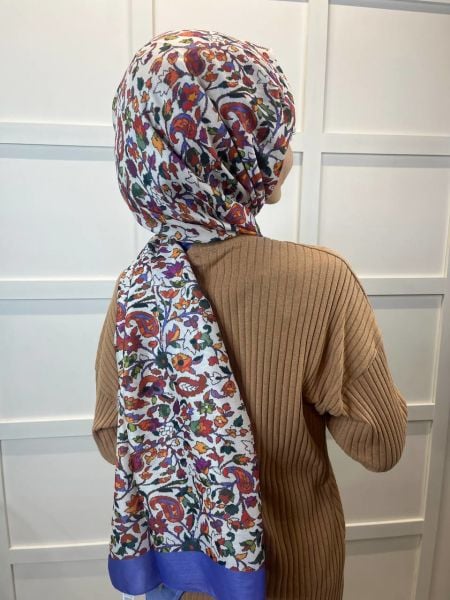 Siyane Scarf Şal Desenli Pamuklu Şal 00895 LİLA