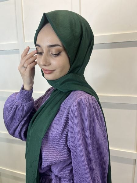 Pyramid Monogram Shawl, Special Patterned Elegant Shawl 01008 EMERALD