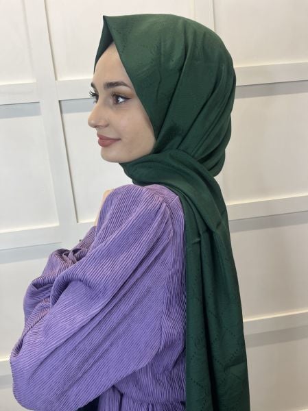 Pyramid Monogram Shawl, Special Patterned Elegant Shawl 01008 EMERALD