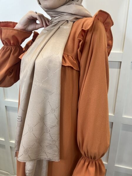 Piramit Monogram Şal, Özel Desenli Elegant Şal 01008 FONDÖTEN