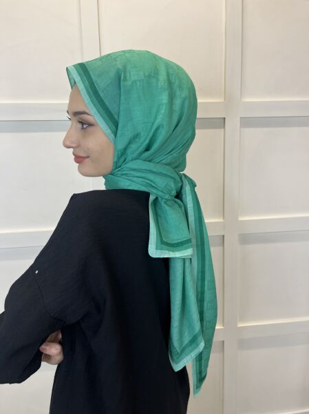 Madame Polo Monogram Shawl, Stylish Shawl with Monogram Pattern 00994 GREEN