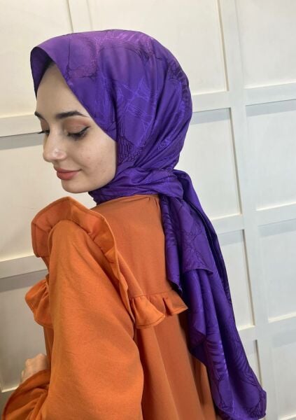 Loryan Scarf Jacquard Shawl, Flush Jacquard Retro Shawl 0129 DAMSON
