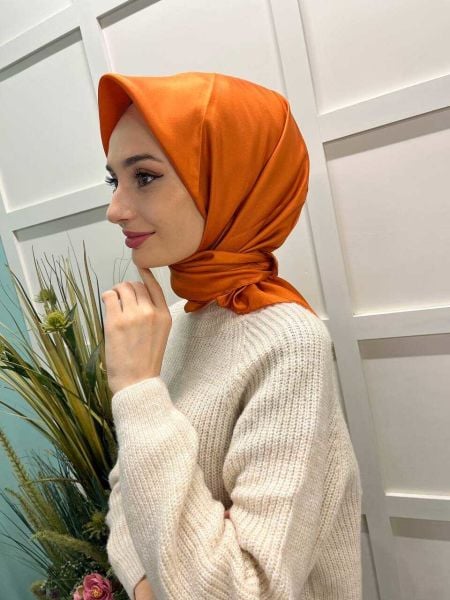 İpekevi Tivil İpek Eşarp - Düz Classic İpek Eşarp 1116 TURUNCU