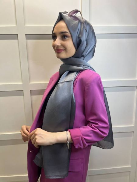 Madame Polo Janjan, Janjanlı Şifon Şal 00823 KOYU GRİ