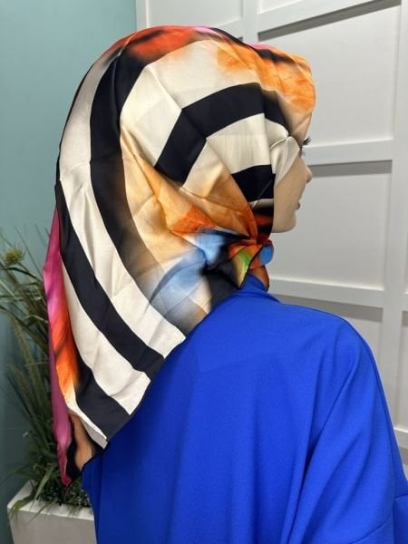 La Boutique Bursa Silk Vegan Scarf 1374 ORANGE