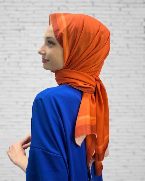 Nef Scarf Dijital Baskı Tek Renk Şal 00856 ORANGE