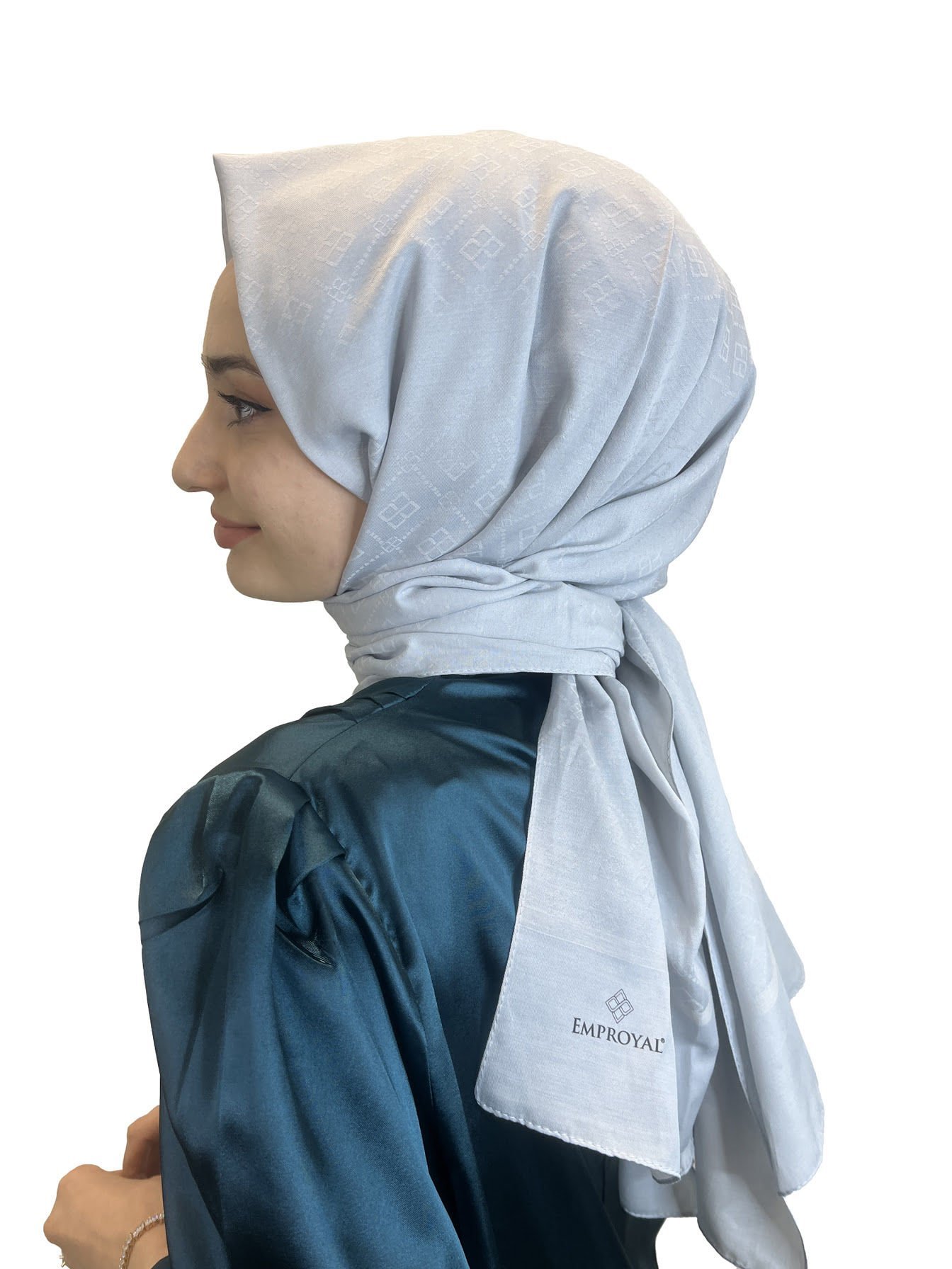 Emproyal Seher Monogram Şal, Kadın Tesettür Monogram Şal 01085 AÇIK GRİ