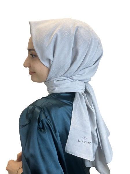 Emproyal Seher Monogram Şal, Kadın Tesettür Monogram Şal 01085 AÇIK GRİ