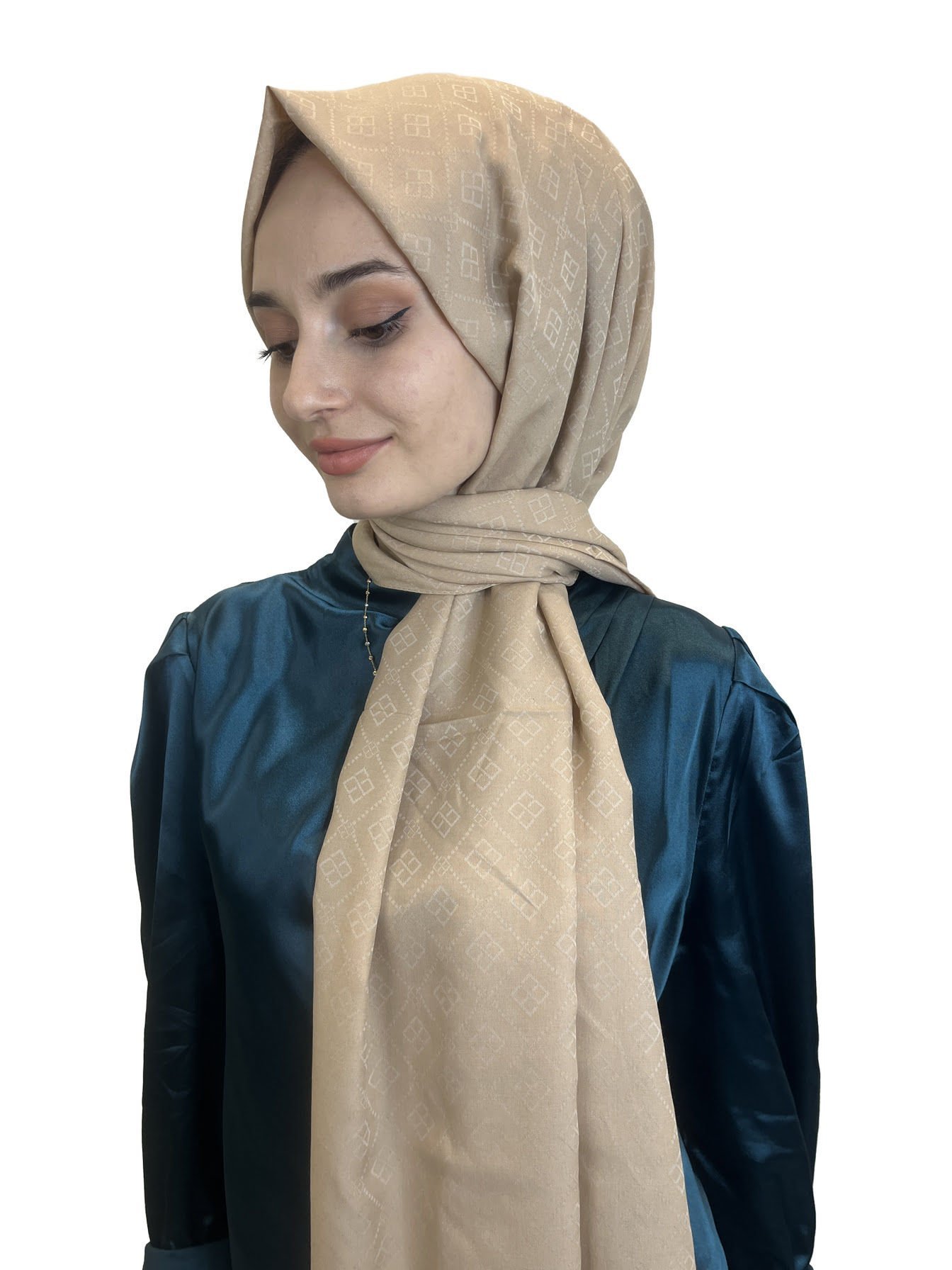 Emproyal Seher Monogram Shawl, Women's Hijab Monogram Shawl 01085 MINK