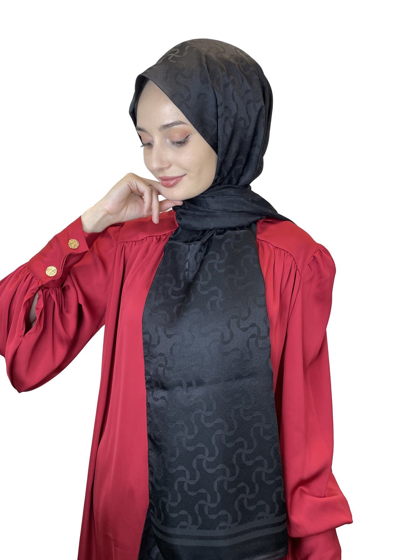 Emproyal Bloom Jakar Janjan Shawl, Patterned Jacquard Shawl 01083 BLACK