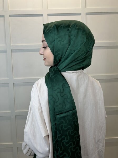 Emproyal Bloom Jakar Janjan Shawl, Patterned Jacquard Shawl 01083 EMERALD