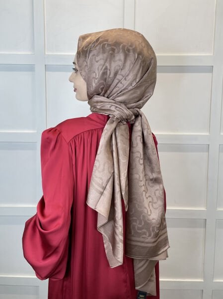 Emproyal Bloom Jakar Janjan Shawl, Patterned Jacquard Shawl 01083 LIGHT BROWN