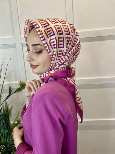 Quare Kristal Eşarp, Çizgi Desenli 01067 FUŞYA