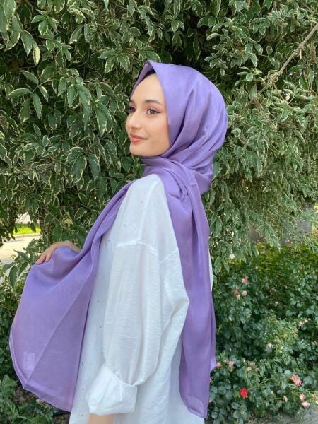 Kroren By Armanda Janjan, Janjanlı Şifon Şal İEKR7301 LEYLAK