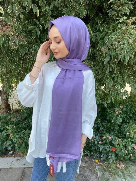 Kroren By Armanda Janjan, Janjanlı Şifon Şal İEKR7301 LEYLAK