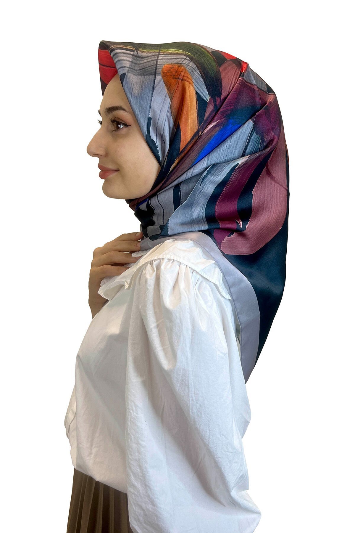 Quare Fırça Desen Kristal Eşarp 01066 GRİ SİYAH