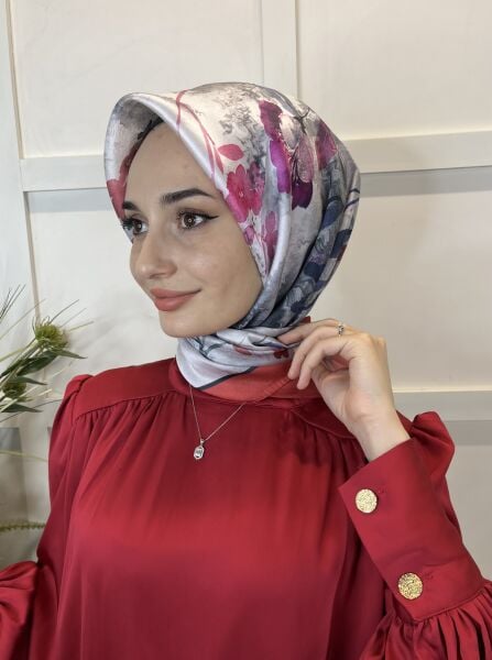Quare Crystal Scarf, Floral Patterned 01069 RED