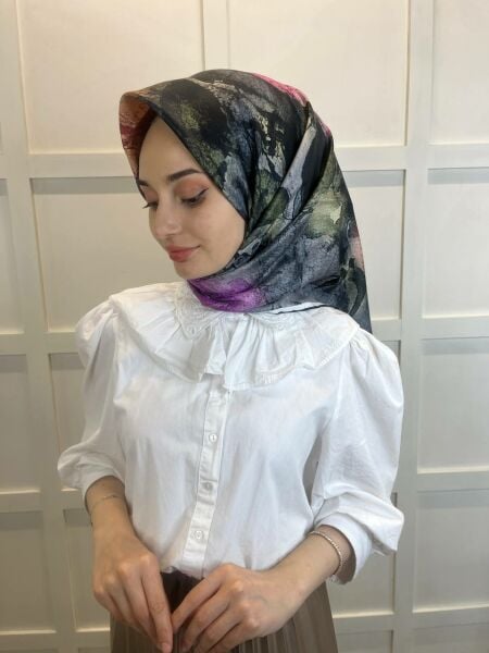 Quare Çiçek Desenli Rayon Eşarp 10701 FUŞYA