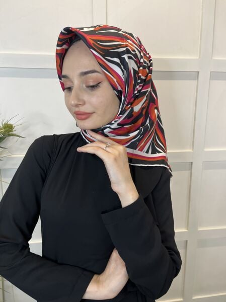 Quare Rayon Twill Scarf Patterned Rayon Scarf 1070 BLACK Fuchsia