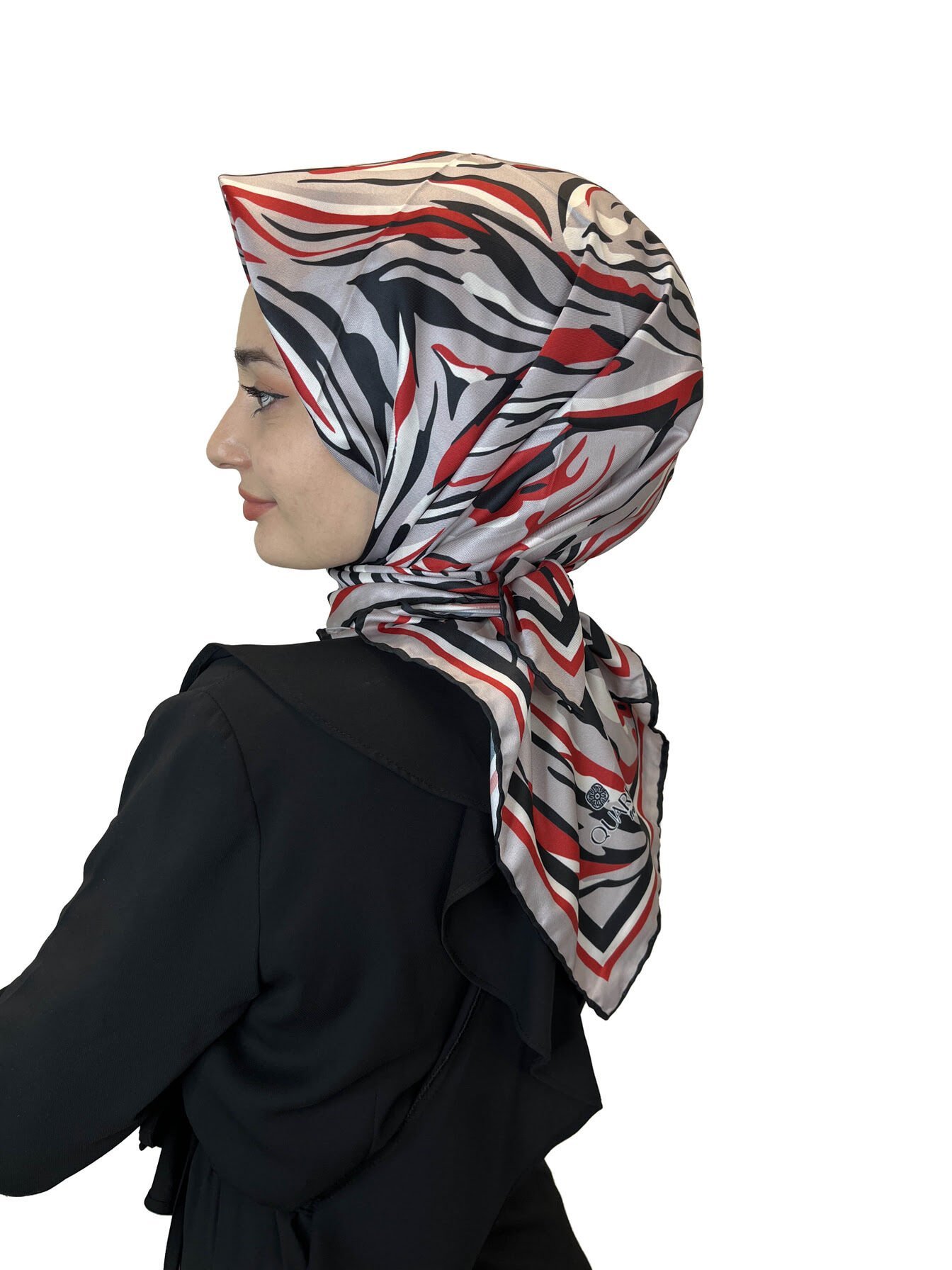 Quare Rayon Tivil Eşarp Desenli Rayon Eşarp 1070 GRİ