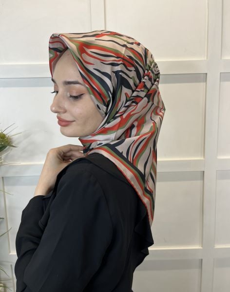 Quare Rayon Tivil Eşarp Desenli Rayon Eşarp 1070 VİZON