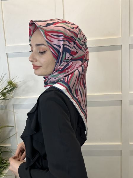 Quare Rayon Tivil Eşarp Desenli Rayon Eşarp 1070 PUDRA