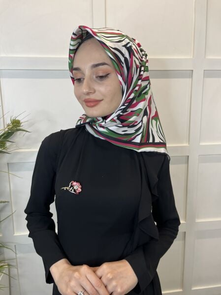 Quare Rayon Tivil Eşarp Desenli Rayon Eşarp 1070 YEŞİL